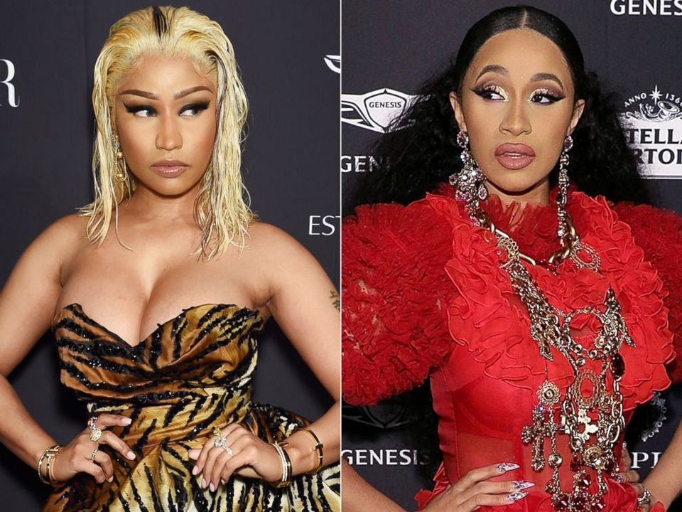 Nicki Minaj (left) and Cardi B (right) were leaving New York Fashion Week's annual Harper's Bazaar Icons party late Friday at the Plaza Hotel in New York City when Cardi B appeared to go after Minaj.