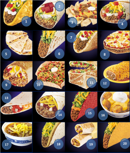 Taco Bell menu items